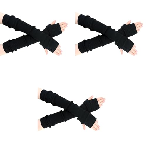 PALAY® Arm Warmers for Women Long Fingerless Gloves Winter Knitted Y2K Arm Sleeves for Teen Girls Fashion Half Finger Hand Wrist Warmer Daily Party Hip Hop Black 3PCS PALAY® Arm Warmers for Women Long Fingerless Gloves Winter Knitted Y2K Arm Sleeves for Teen Girls Fashion Half Finger Hand Wrist Warmer Daily Party Hip Hop Black 3PCS